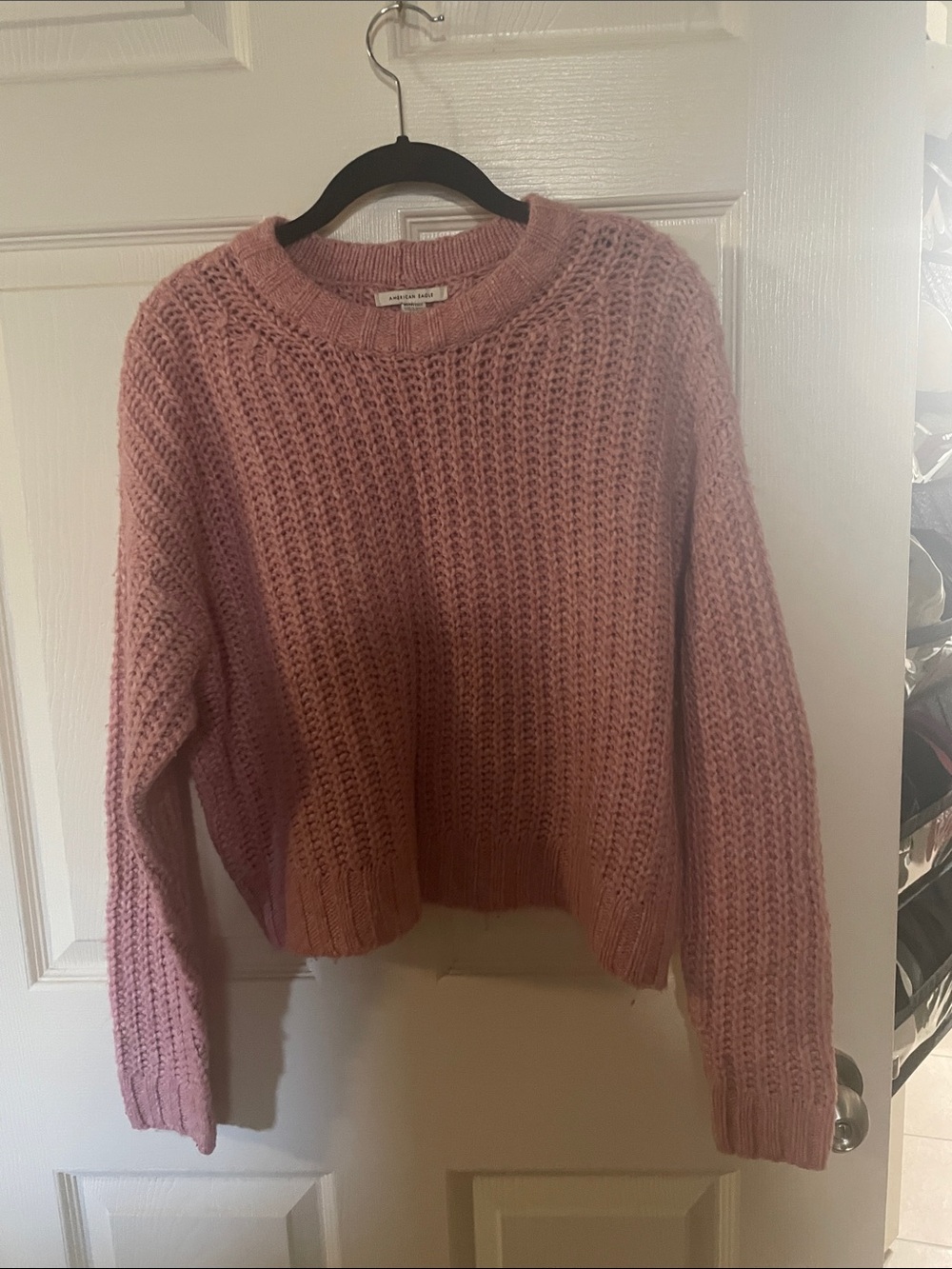 American Eagle Outfitters Dusty Pink Chunky Crewneck Sweater